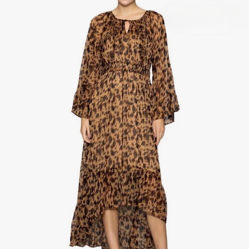 NWT Anthropologie Melloday Leopard Print High Low Maxi‎ Dress Size Medium Boho